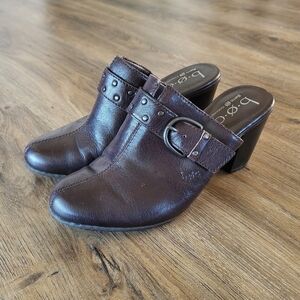 BORN CONCEPT B.O.C Women's Mules Clogs Heels Size 6 Brown Studded Buckle Western